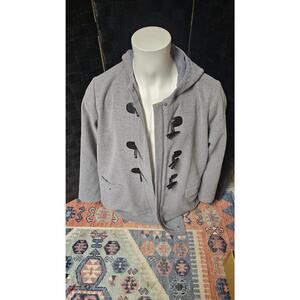 J Jill Wool Angora Toggle Buttons Gray  Coat Size XL Pockets Hood